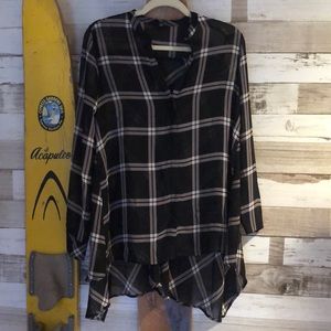 a.n.a. Plaid Silk Button down
